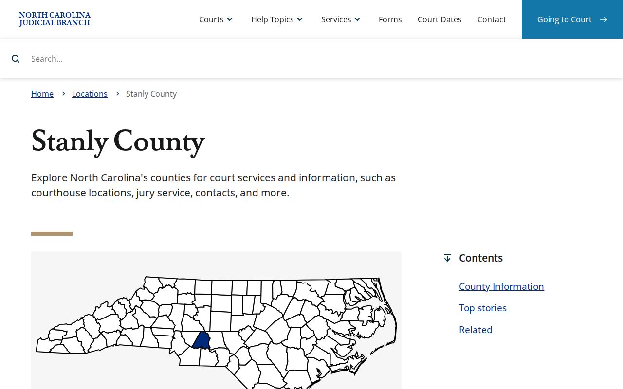 Stanly County Judicial Branch official court resource